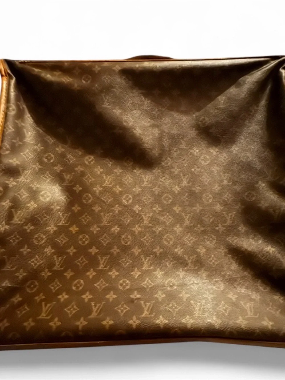 Louis Vuitton Monogram Suitcase and Garment bag in Brown and Tan Trim